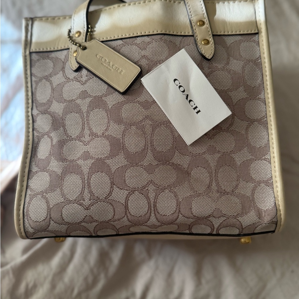 Coach Tan and Cream Signature Tote